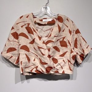 ASTR Beige and Rust Patterned Crop Top